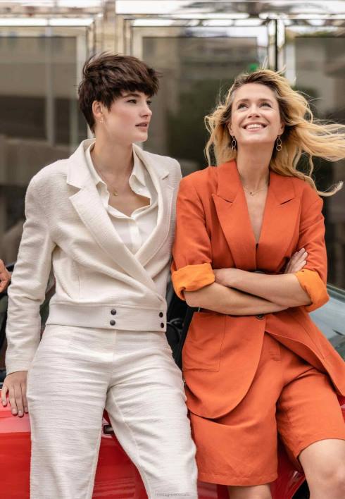 γυναίκες Mexx λινό σορτς τούβλο πορτοκάλι BR0F89