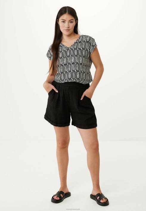 γυναίκες Mexx λινό σορτς μαύρο schwarz BR0F50