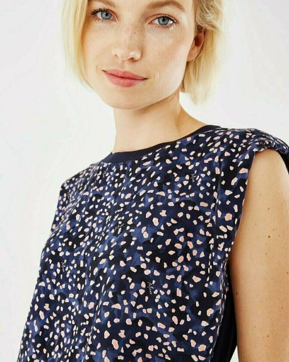 γυναίκες Mexx top print navy μπλε BR0F165