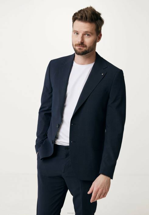 άνδρες Mexx μονόστηθο καρό μπλέιζερ navy μπλε BR0F467