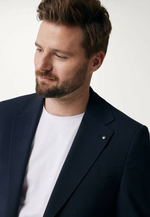 άνδρες Mexx μονόστηθο καρό μπλέιζερ navy μπλε BR0F467