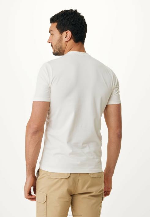 άνδρες Mexx κοντομάνικο μπλουζάκι με ριγέ στάμπα στο στήθος σε λευκό μπεζ BR0F473