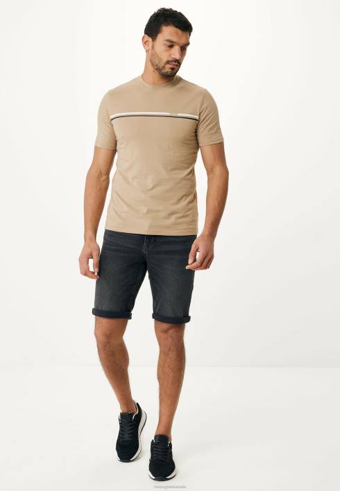 άνδρες Mexx κοντομάνικο μπλουζάκι ριγέ στήθος με άμμο μπεζ BR0F475