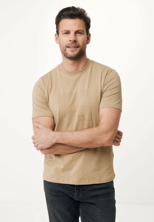 άνδρες Mexx μπλουζάκι με κοντομάνικο λαστιχένια άμμο μπεζ BR0F486