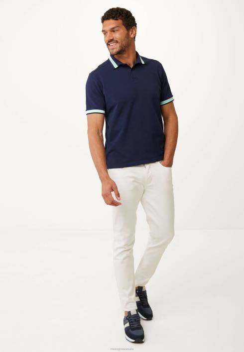 άνδρες Mexx κοντομάνικο πικέ πόλο βαφής ναυτικό μπλε BR0F494