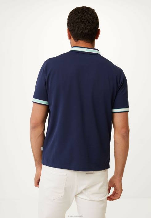 άνδρες Mexx κοντομάνικο πικέ πόλο βαφής ναυτικό μπλε BR0F494