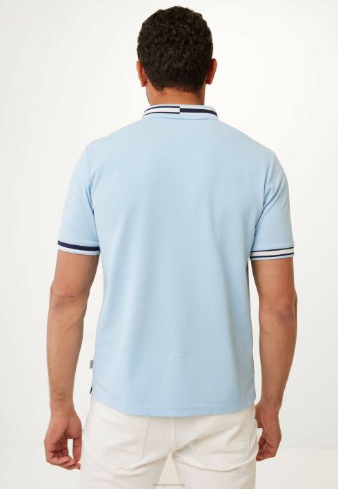 άνδρες Mexx κοντομάνικη βαφή νημάτων πόλο πικέ φρέσκια μπλε BR0F496