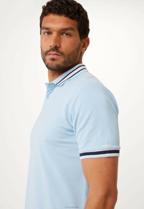 άνδρες Mexx κοντομάνικη βαφή νημάτων πόλο πικέ φρέσκια μπλε BR0F496