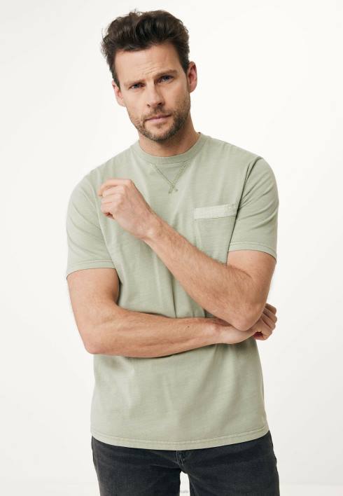 άνδρες Mexx κοντομάνικο μπλουζάκι βαφής ρούχων ξεθωριασμένο πράσινος BR0F508