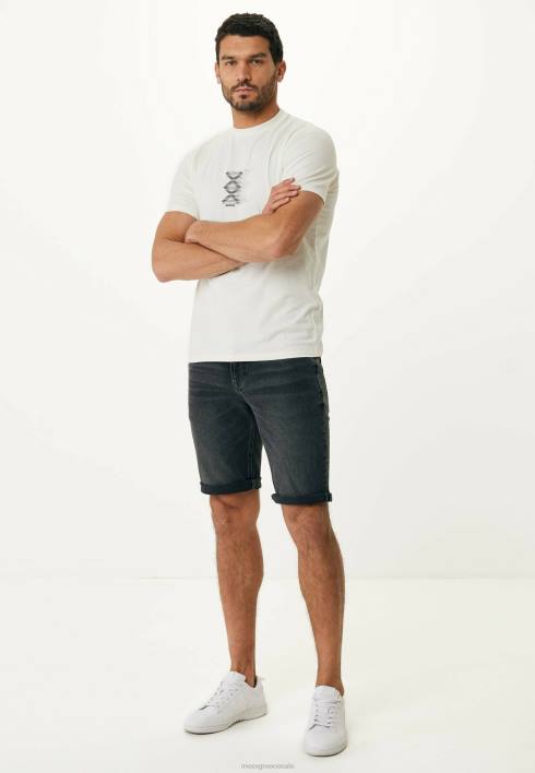 άνδρες Mexx T-shirt με κοντομάνικο λαστιχένιο τύπωμα σε λευκό μπεζ BR0F488