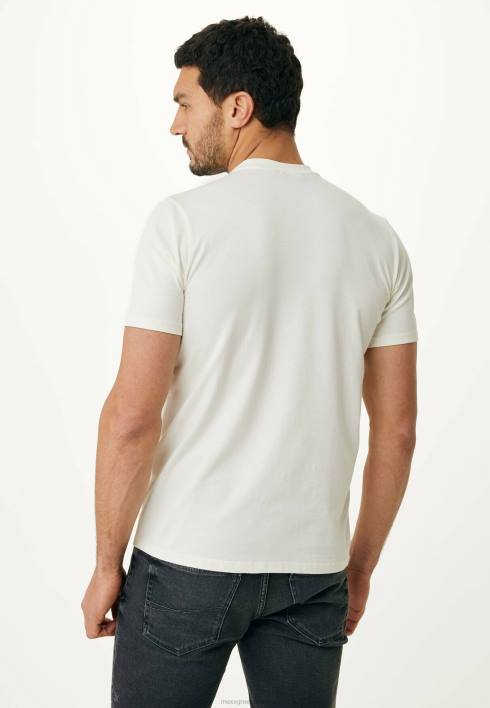 άνδρες Mexx T-shirt με κοντομάνικο λαστιχένιο τύπωμα σε λευκό μπεζ BR0F488