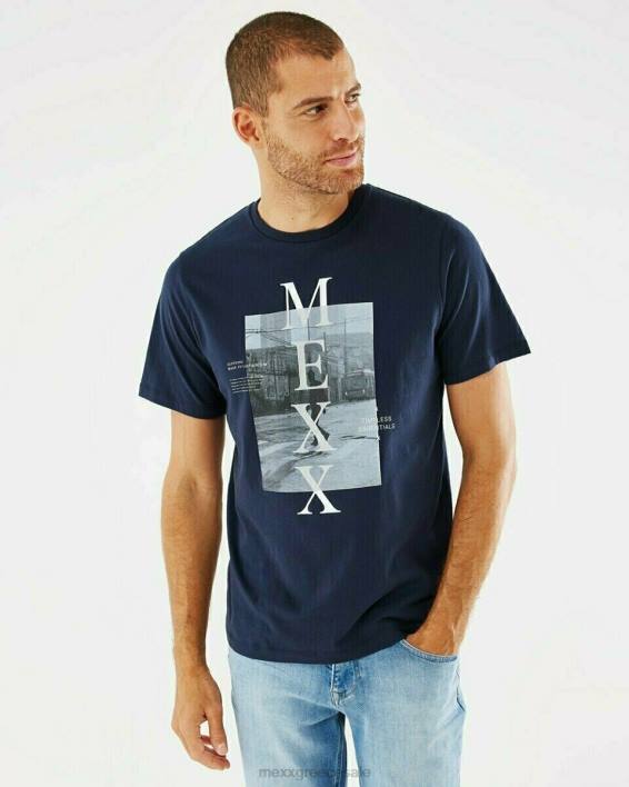 άνδρες Mexx photoprint t-shirt navy μπλε BR0F618