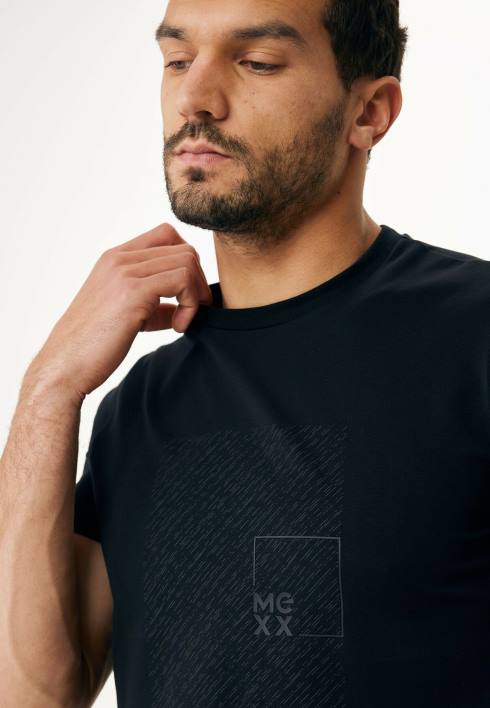 άνδρες Mexx μπλουζάκι με κοντομάνικο λαστιχένιο στάμπα μαύρο schwarz BR0F489
