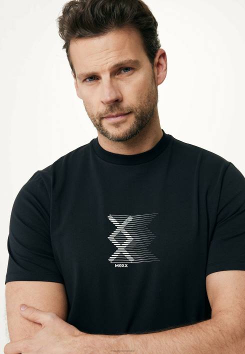 άνδρες Mexx μπλουζάκι με κοντομάνικο λαστιχένιο στάμπα μαύρο schwarz BR0F490