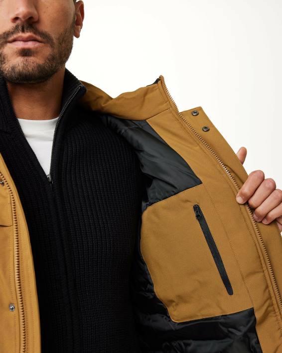 άνδρες Mexx παρκα με κουκουλα χρυσο καφέ BR0F601