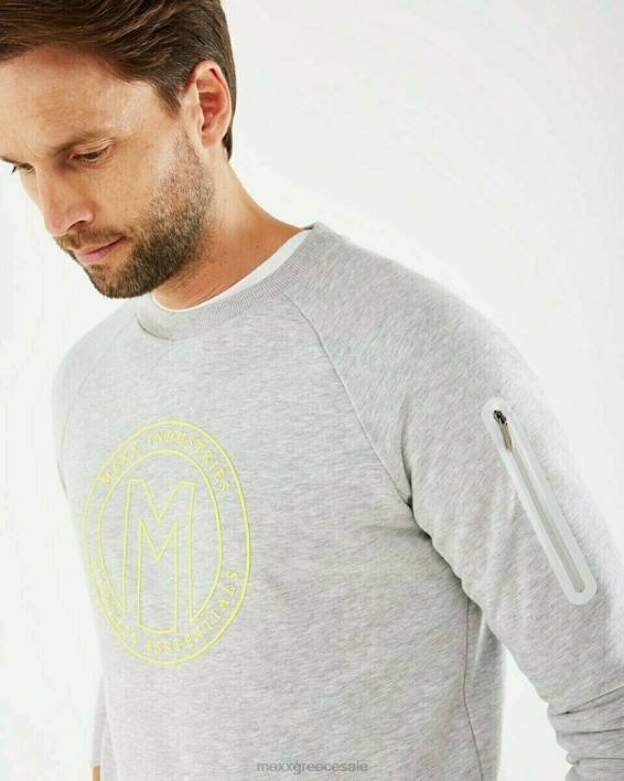 άνδρες Mexx πουλόβερ με λαιμόκοψη γκρι σώμα σώμα με σώμα γκρί BR0F727