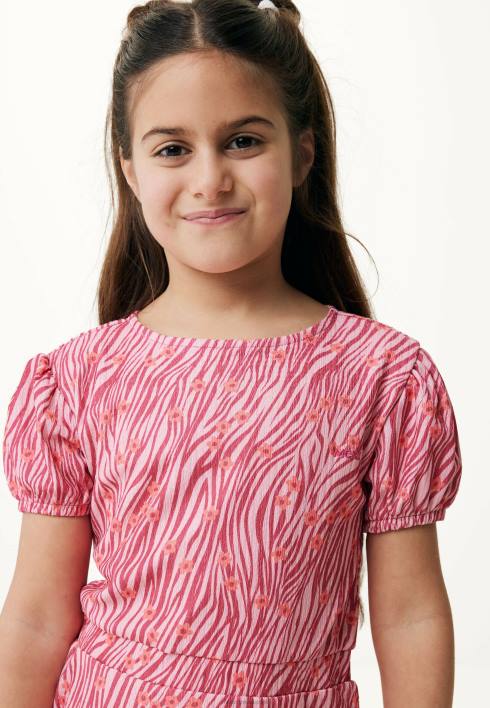 κορίτσια Mexx κοντομάνικο φόρεμα με στάμπα σομόν ροζ BR0F750