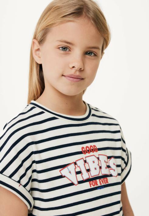 κορίτσια Mexx ριγέ φόρεμα σε λευκό μπεζ BR0F808