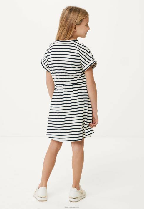κορίτσια Mexx ριγέ φόρεμα σε λευκό μπεζ BR0F808