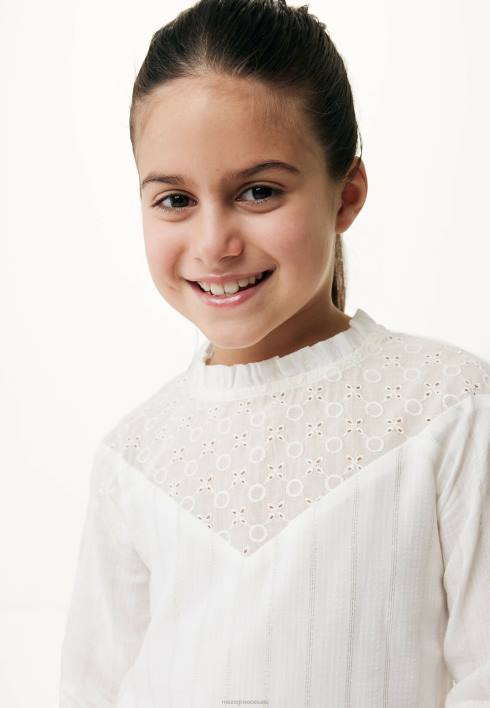 κορίτσια Mexx κεντητική μπλούζα σε λευκό χρώμα μπεζ BR0F810