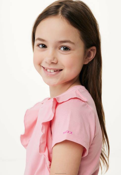 κορίτσια Mexx βολάν κοντομάνικο μπλουζάκι σομόν ροζ BR0F749