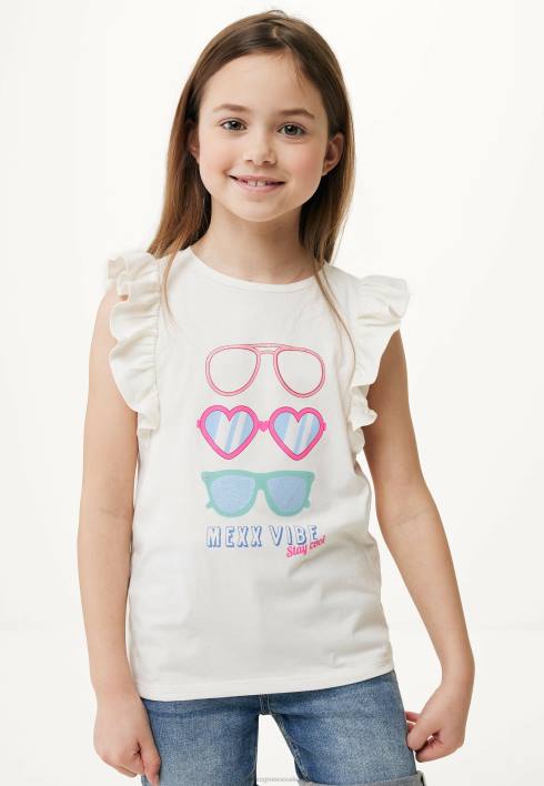 κορίτσια Mexx κοντομάνικο μπλουζάκι σε λευκό μπεζ BR0F761