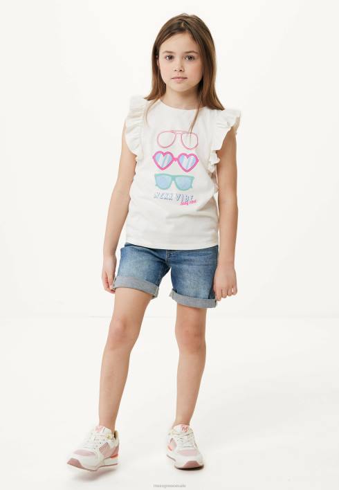 κορίτσια Mexx κοντομάνικο μπλουζάκι σε λευκό μπεζ BR0F761