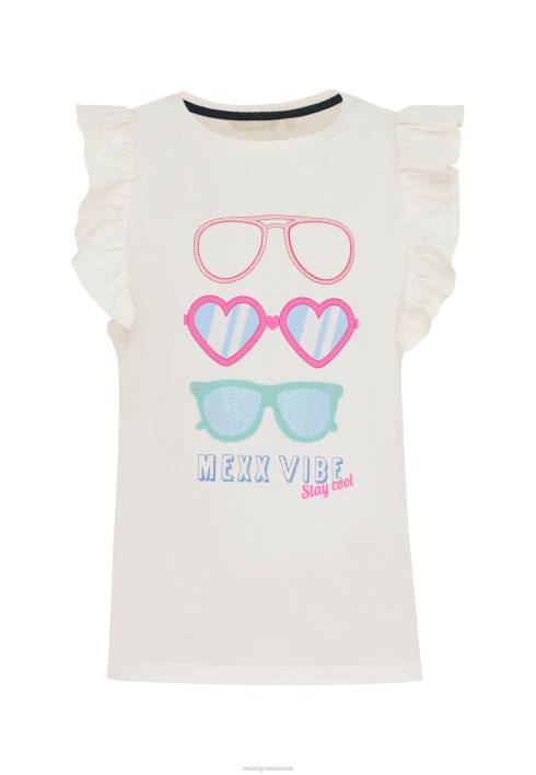 κορίτσια Mexx κοντομάνικο μπλουζάκι σε λευκό μπεζ BR0F761