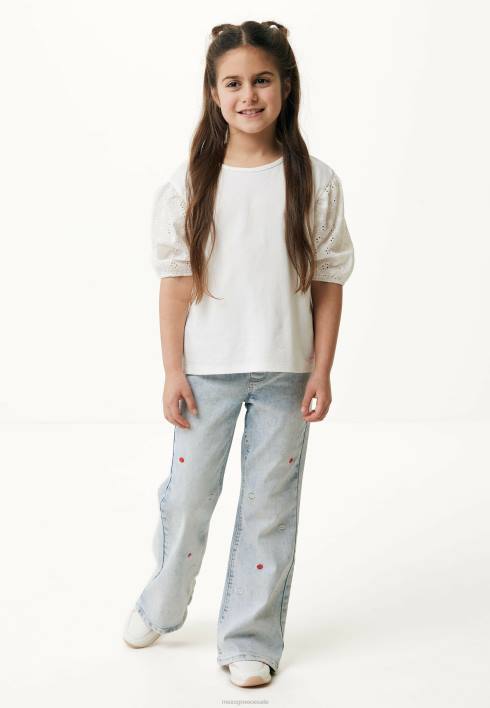 κορίτσια Mexx μπλουζάκι κεντητό μανίκι σε λευκό μπεζ BR0F765