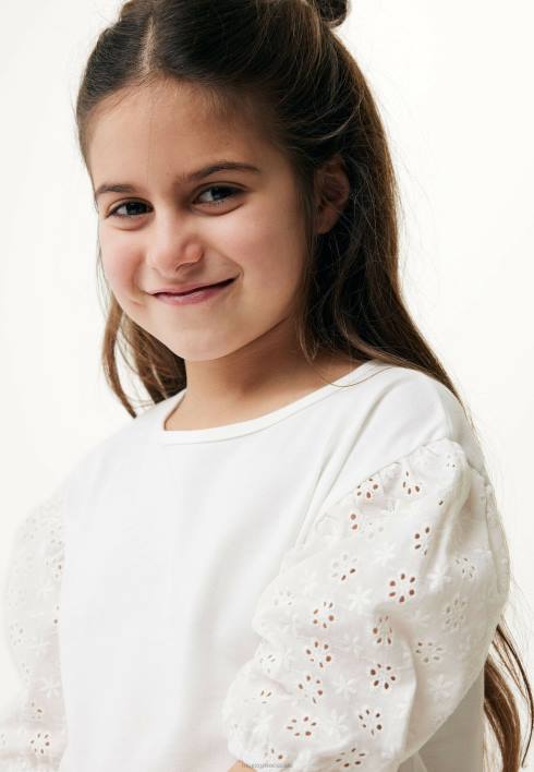 κορίτσια Mexx μπλουζάκι κεντητό μανίκι σε λευκό μπεζ BR0F765