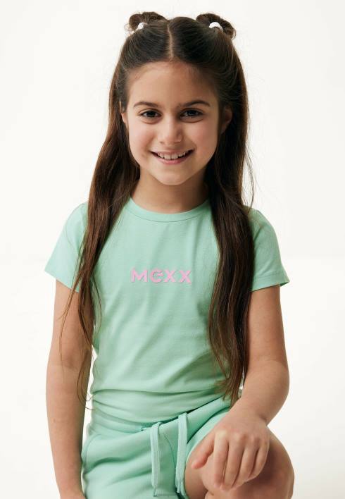 κορίτσια Mexx κοντομάνικο μπλουζάκι λαστιχένιο φωτιστικό εκτύπωσης πράσινος BR0F775