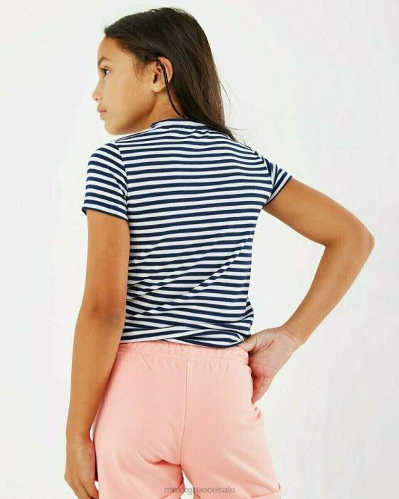 κορίτσια Mexx ριγέ μπλουζάκι έργων τέχνης σε λευκό άσπρο BR0F801