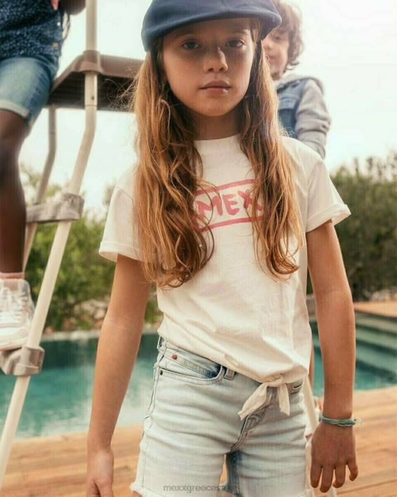 κορίτσια Mexx μπλουζάκι με κόμπους έργα τέχνης σε λευκό άσπρο BR0F854