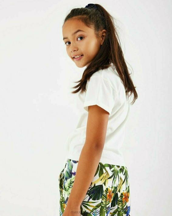 κορίτσια Mexx μπλουζάκι με κόμπους έργα τέχνης σε λευκό άσπρο BR0F854