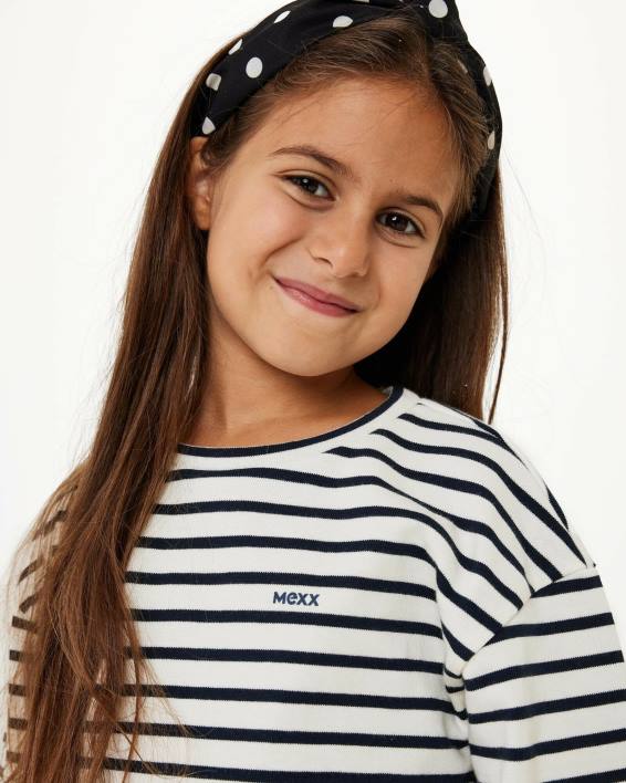 κορίτσια Mexx ριγέ πουλόβερ κάτω από τον ώμο άσπρο BR0F827