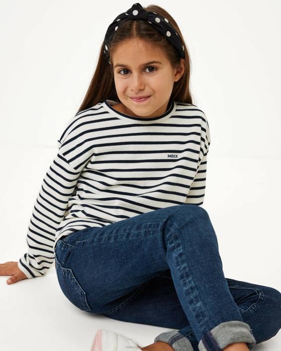 κορίτσια Mexx ριγέ πουλόβερ κάτω από τον ώμο άσπρο BR0F827